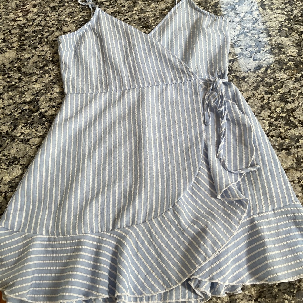 Macy’s light blue striped summer dress